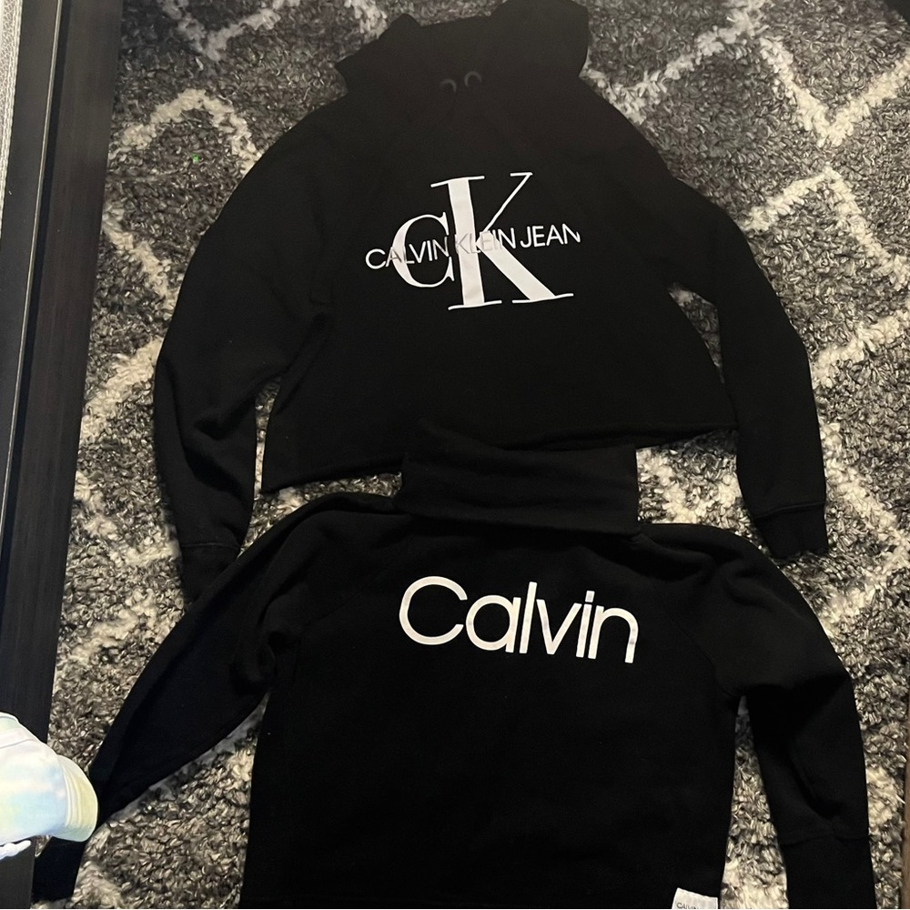 Calvin Klein sweatshirts, top is a crop top, bottom one is active wear